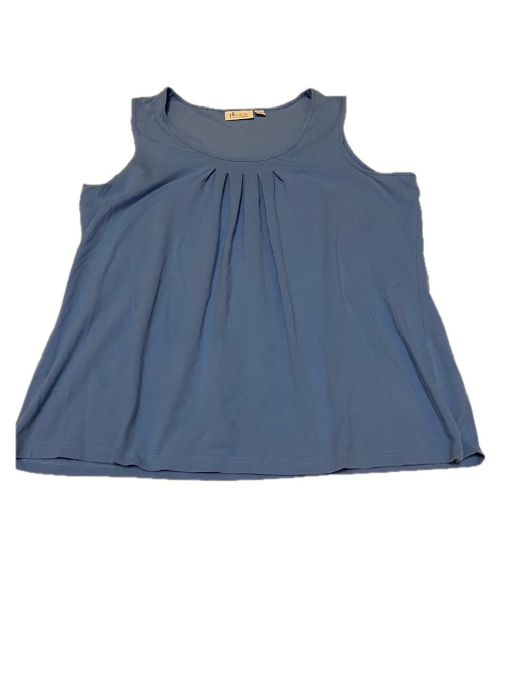 Denim & Company Women’s Large Blue Tank Top with Pleated Detail